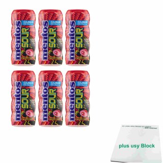 Mentos Gum SOUR Strawberry 6er Pack (6x30g Dose) + usy Block
