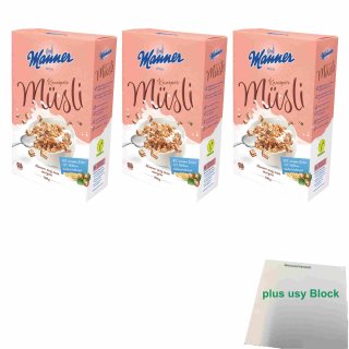 Manner Knusper Müsli 3er Pack (3x500g Packung) + usy Block