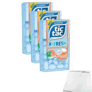Tic Tac X-Fresh Grapefruit Mint zuckerfrei 3er Pack (3x16,4g Packung) + usy Block
