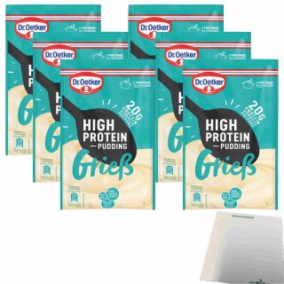 Dr. Oetker High Protein Pudding Grieß 6er Pack (6x65g Beutel) + usy Block