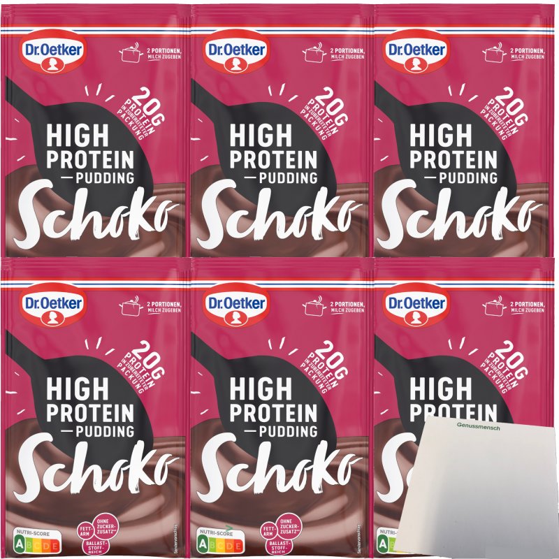 Dr. Oetker High Protein Pudding Schoko 6er Pack (6x58g Beutel) + usy