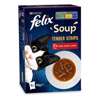Felix Soup Tender Strips Land (6x 48g Packung)
