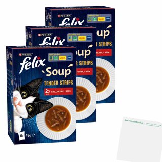 Felix Soup Tender Strips Land 3er Pack (3x288g Packung) + usy Block