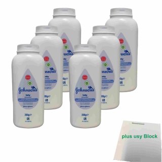 Johnsons Baby Powder 6er Pack (6x200g Flasche) + usy Block