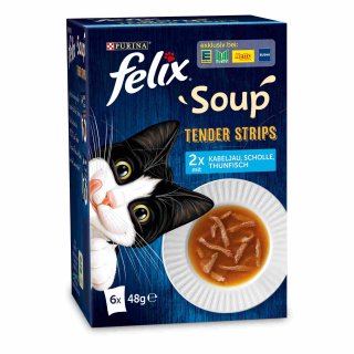 Felix Soup Tender Strips mit Fisch (6x 48g Packung)