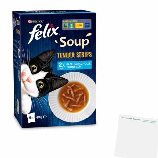 Felix Soup Tender Strips mit Fisch (6x48g Packung) + usy Block