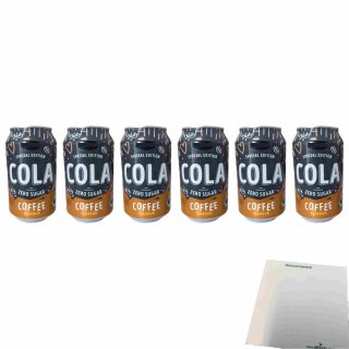 Jumbo Cola Coffee Flavour zero sugar Special Edition 6er Pack (6x0,33l Dose Kaffee-Cola ohne Zucker) + usy Block