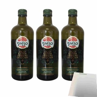 Sasso Olio Extravergine natives Olivenöl 3er Pack (3x1l Flasche) + usy Block