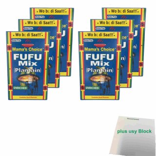 Mamas Choice Bananen Mehl Fufu Mix 6er Pack (6x624g Packung) + usy Block