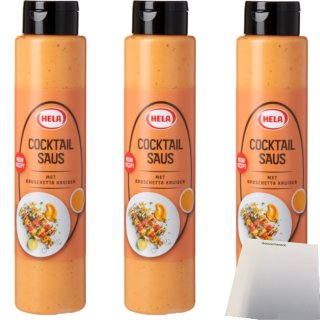 Hela Cocktailsauce mit Bruschetta Gewürz 3er Pack (3x800ml Flasche) + usy Block