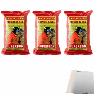 Superbon Chips de Madrid Poivre & Sel 3er Pack (3x135g Beutel Chips Salz & Pfeffer) + usy Block