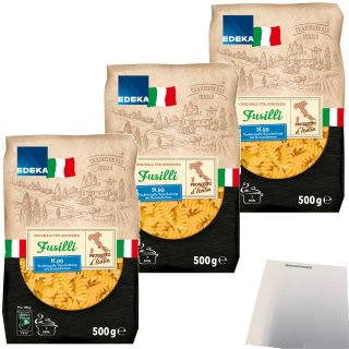 Edeka Fusilli N.99 3er Pack (3x500g Beutel) + usy Block