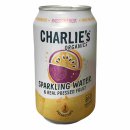 Charlies Organics Sparkling Water Passionfruit 2er Pack (24x330ml Dose NL EINWEG) + usy Block