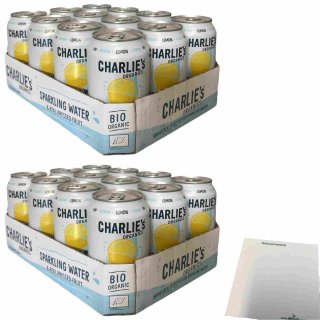 Charlies Organics Sparkling Water Lemon 2er Pack (24x330ml Dose NL EINWEG) + usy Block