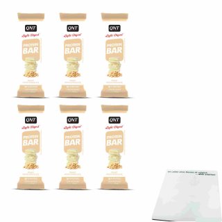 QNT Protein Bar Peanut White Chocolate 6er Pack (6x55g Riegel) + usy Block