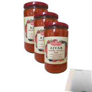 Podravka Ajvar Scharf 3er Pack (3x690g Glas) + usy Block