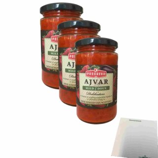 Podravka Ajvar Mild Delikatess 3er Pack (3x350g Glas) + usy Block