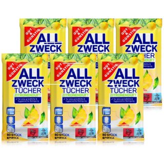 Gut & Günstig All Zweck Tücher Zitronenduft (6x80 Stück)