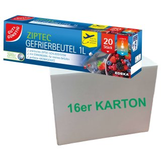 Gut&Günstig Ziptec Gefrierbeutel Flughafenbeutel 1 Liter VPE (16x20 Beutel)