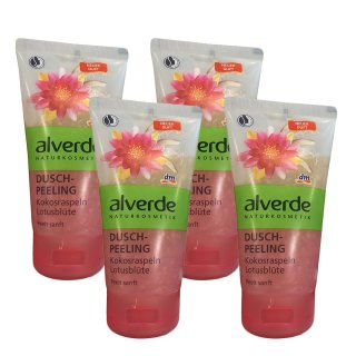 Alverde Duschpeeling Kokosraspel Lotusblüte, 4er Pack (4 x 150 ml)