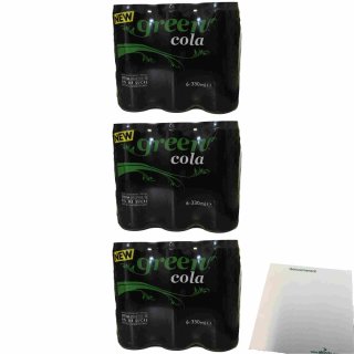 Green Cola 3er Pack (18x0,33l Dose Cola Stevia EINWEG) + usy Block