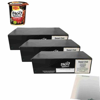 Maggi Magic Asia Saucy Noodles Sweet Chili 3er Pack (24x75g Becher) + usy Block