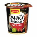 Maggi Magic Asia Saucy Noodles Sweet Chili 3er Pack (24x75g Becher) + usy Block