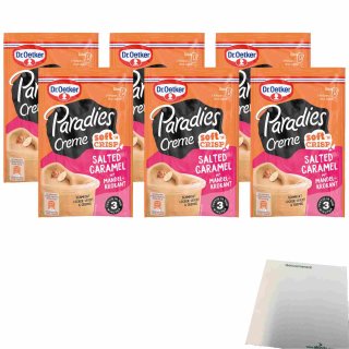 Dr. Oetker Paradies Creme softn crisp Salted Caramel mit Mandelkrokant 6er Pack (6x72g Beutel) + usy Block