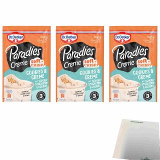 Dr. Oetker Paradies Creme softn crisp Cookies & Creme mit Schokostückchen & Cookies 3er Pack (3x78g Beutel) + usy Block