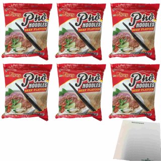 Acecook Oh Ricey Pho Instant Noodles Beef Flavour 6er Pack (6x70g Packung) + usy Block