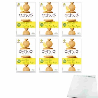 Belkorn activa Biscuits Lemon wenig Zucker 6er Pack (6x120g Packung Zitronenkekse) + usy Block