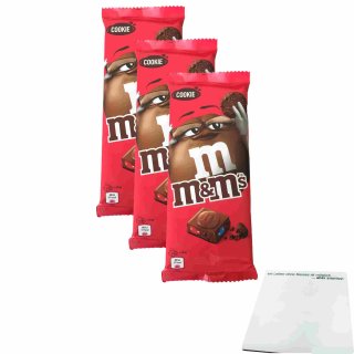 m&ms Cookie 3er Pack (3x165g Tafel Milchschokolade mit Mini m&ms und Keksstücken) + usy Block