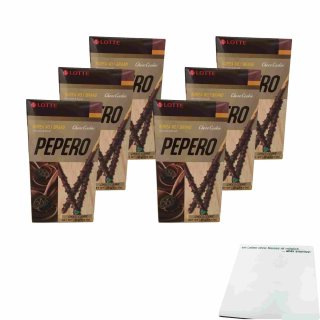 LOTTE Pepero - Chocolate & Biscuit Choco Cookie 6er Pack (6x 32 g Packung)  + usy Block