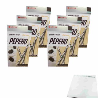 LOTTE Pepero - Chocolate & Biscuit White Cookie 6er Pack (6x 32 g Packung)  + usy Block