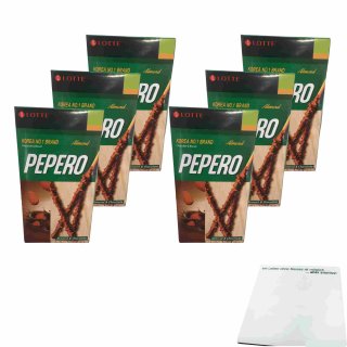 LOTTE Pepero - Almond & Chocolate Sticks 6er Pack (6x 32 g Packung)  + usy Block