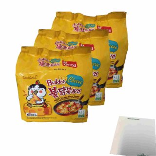 Samyang Hot Chicken Flavor Ramen Buldak Cheese 3er (3x700g Packung) + usy Block