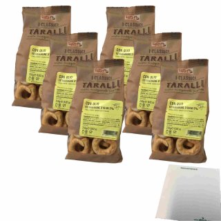 Puglia Sapori Taralli Gebäck mit Olivenöl 6er Pack (6x250g Beutel) + usy Block