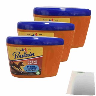 POULAIN Grand Aroma Schokoladenpulver weniger Zucker 3er Pack (3x400g Packung) + usy Block