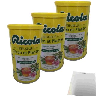 Ricola Infuselle mit 5 Pflanzen und Zitrone Instant-Getränkemischung 3er Pack (3x200g Dose) + usy Block