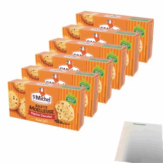 St Michel Galette Moelleuses Pepites Choco 6er Pack (6x180g Packung) + usy Block