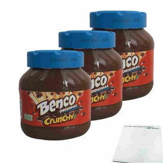 Benco Original Crunchy Schokoladenaufstrich 3er Pack (3x750g Glas) + usy Block