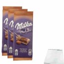 Milka Schokolade mit knusprige Mandelfüllung 3er Pack (Set mit 6 Tafeln je 90g) + usy Block