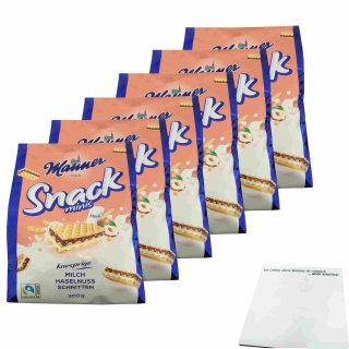 Manner Snack Minis Milch Haselnuss Schnitten 6er Pack (6x300g Packung) + usy Block