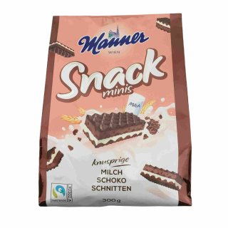 Manner Snack Minis Milch Schoko Schnitten (300g Packung)