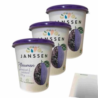 Janssen Trockenpflaumen getrocknet und entsteint 3er Pack (3x500g Becher) + usy Block