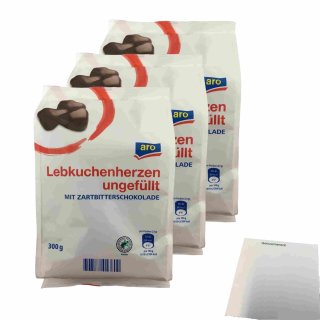 aro Lebkuchenherzen, ungefüllt 3er Pack (3x300g Packung) + usy Block