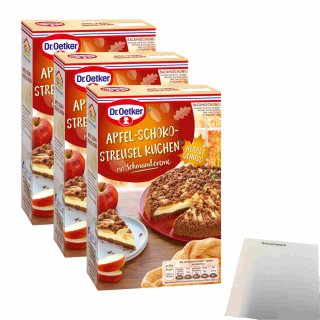 Dr. Oetker Apfel-Schoko-Streusel Kuchen 3er Pack (3x410g Packung) + usy Block