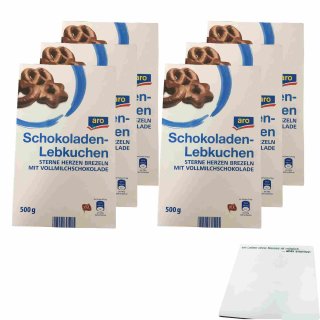 aro Schokoladen-Lebkuchen mit Vollmilchschokolade 6er Pack (6x500g Packung) + usy Block