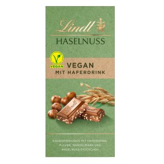 Lindt Haselnuss Vegan mit Haferdrink (100g Tafel)