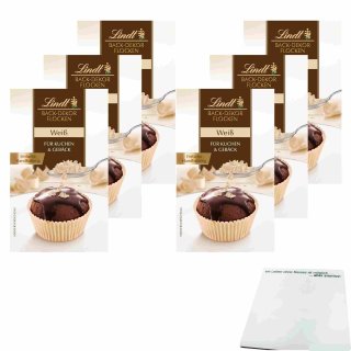 Lindt Back-Dekor Flocken Weiß für Kuchen & Gebäck 6er Pack (6x120g Packung) + usy Block